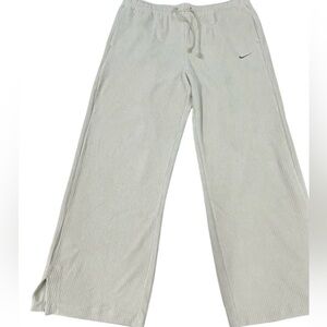 Nike Velour Pants Women XL Cream Wide Leg Relaxed Lounge Track